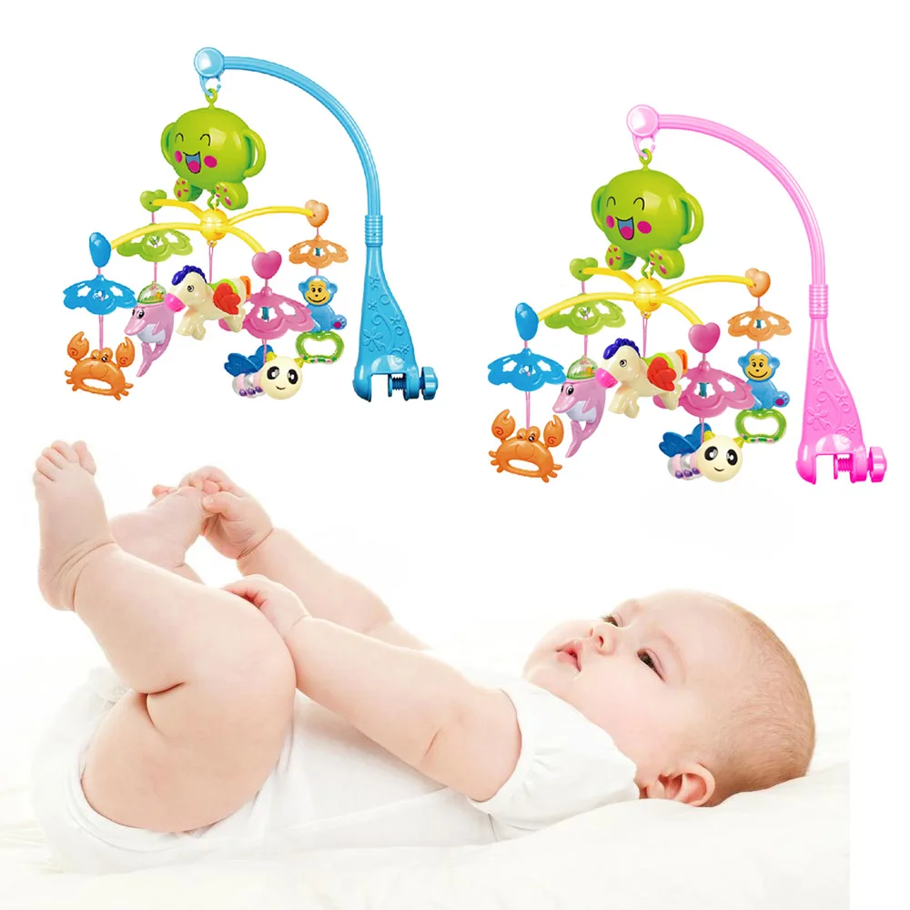

Baby 360 Degree Rotatable Huanger Musical Mobile Bed Crib Bell Hanging Dolphin Crab Horse Bee Monkey Bracket Holder Rattle Toys