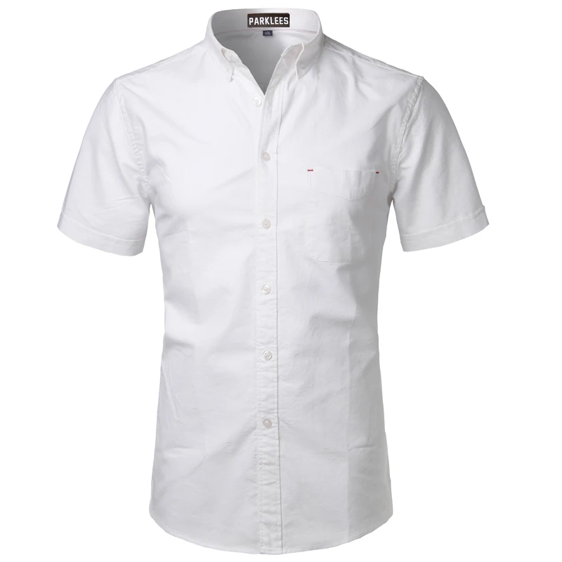 Оксфордская Хлопковая мужская рубашка летняя брендовая Новая мужская рубашка с коротким рукавом приталенная сорочка Homme повседневная мужская рубашка на пуговицах