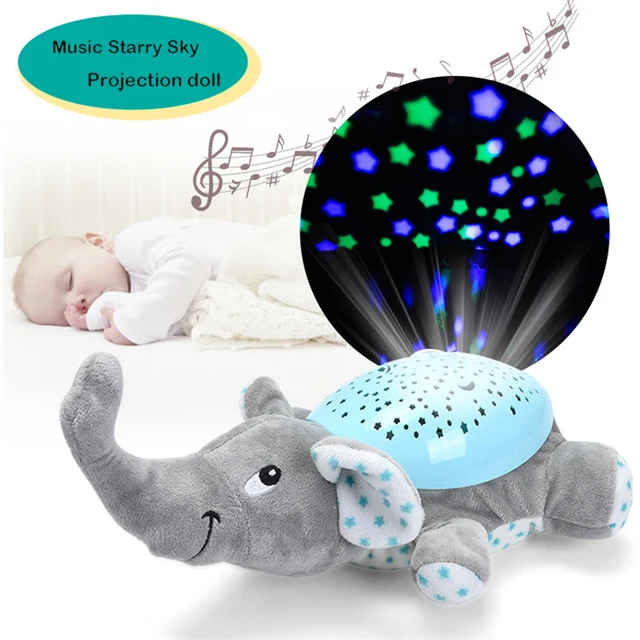 Baby Sleep Stuffed Animal Led Night Lamp Plush Toys Stars Projector