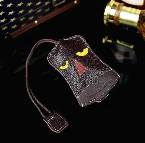 

New Design High Quality Genuine Leather Cartoon Key Wallet Rope Pulling Style Key Storage Bag For Car