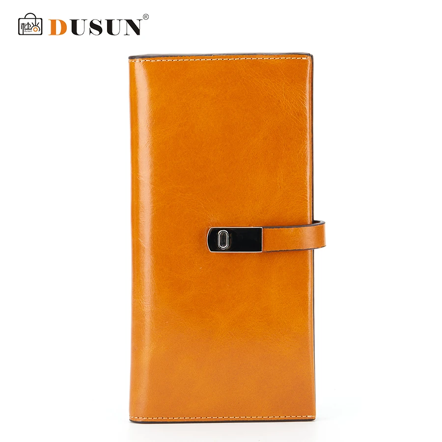

Genuine Leather Women Wallets Fashion Solid Color Drawstring Long Female Wallet Purse Clutch Money Bags Card Holder Coin Purse