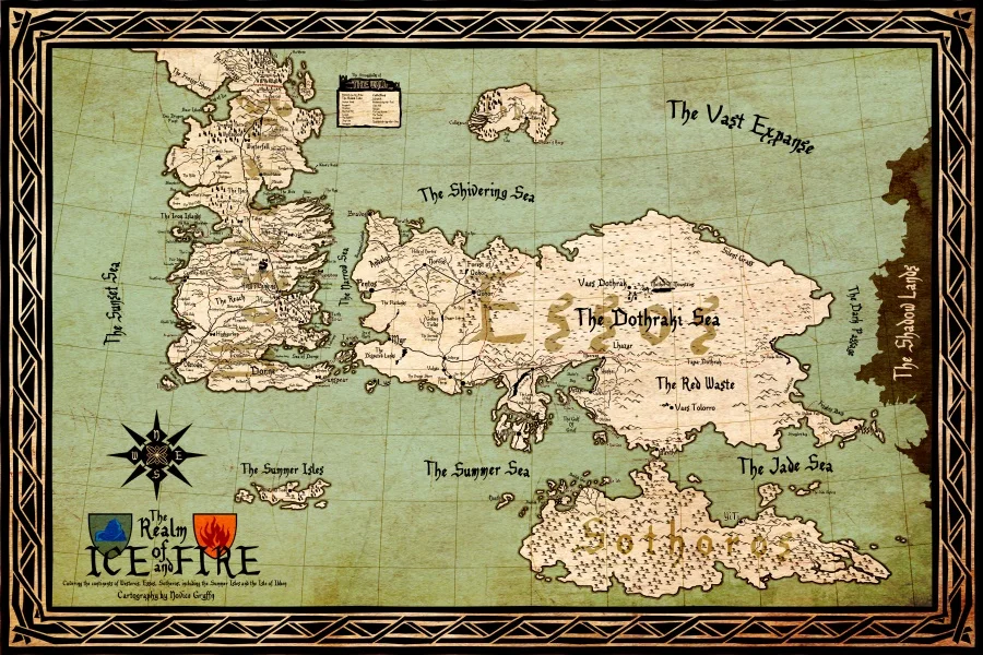 Game of thrones personnalisée Cartes Murales Papier Peint Carte Du Monde Affiche autocollants