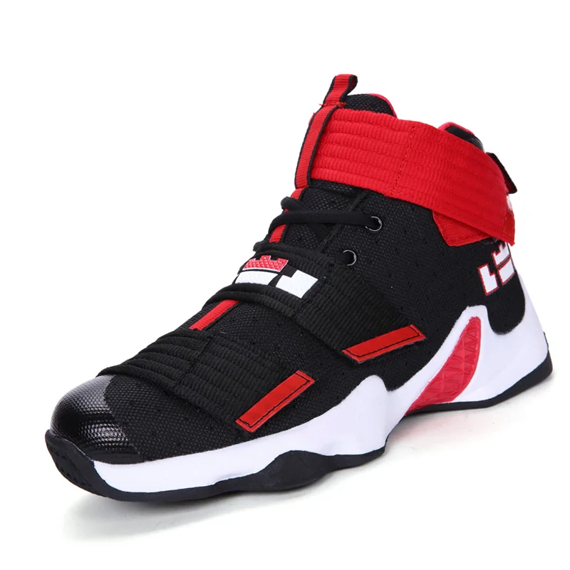 Новинка; Лидер продаж; Баскетбольная обувь; удобные высокие спортивные уличные баскетбольные кроссовки; Мужская Спортивная дышащая обувь; спортивная обувь - Цвет: Black red