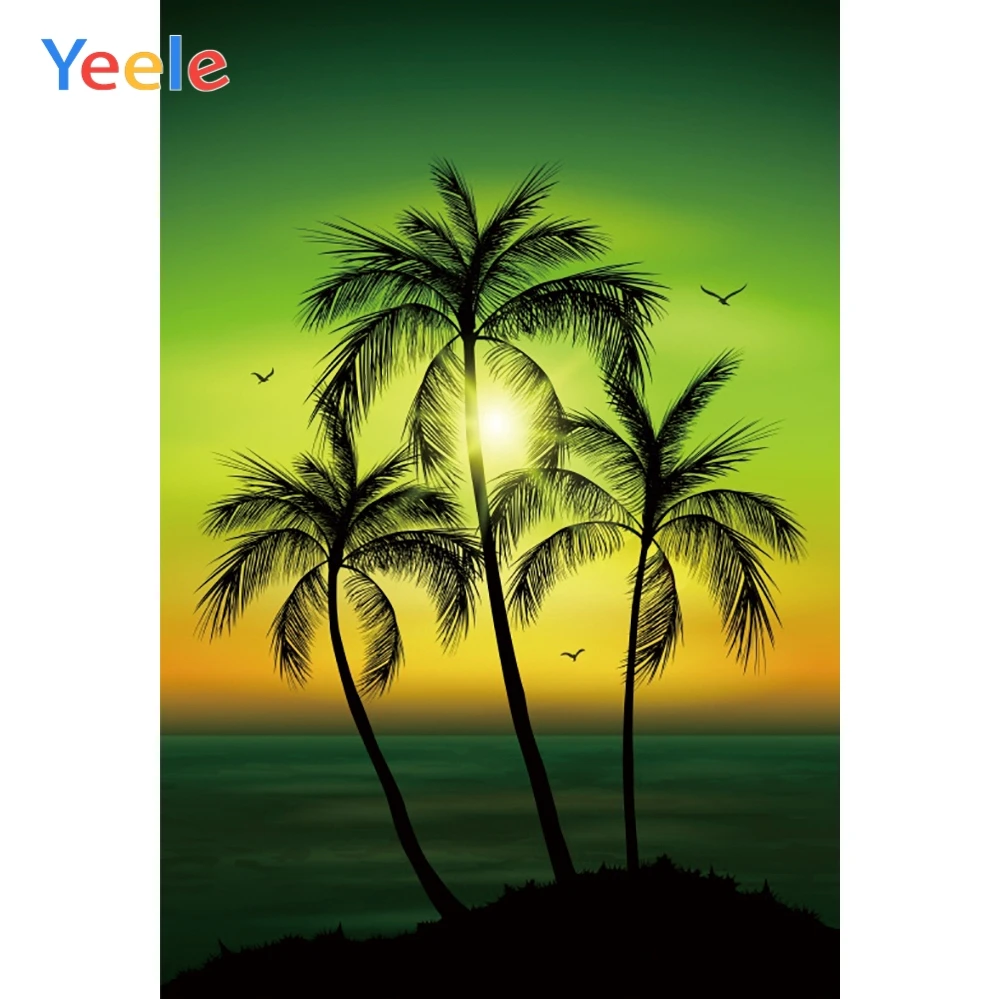 

Yeele Evening Sunset Seaside Coconut Tree Scenery Photography Backgrounds Personalized Photographic Backdrops For Photo Studio