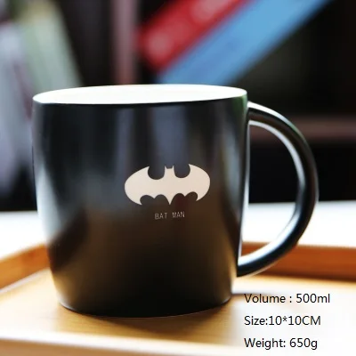 Креативные супер Лига героев Ceranic кружки с ложкой и крышкой молока кружка портативный стакан напиток Железный человек и Бэтмен хорошие подарки - Цвет: Batman