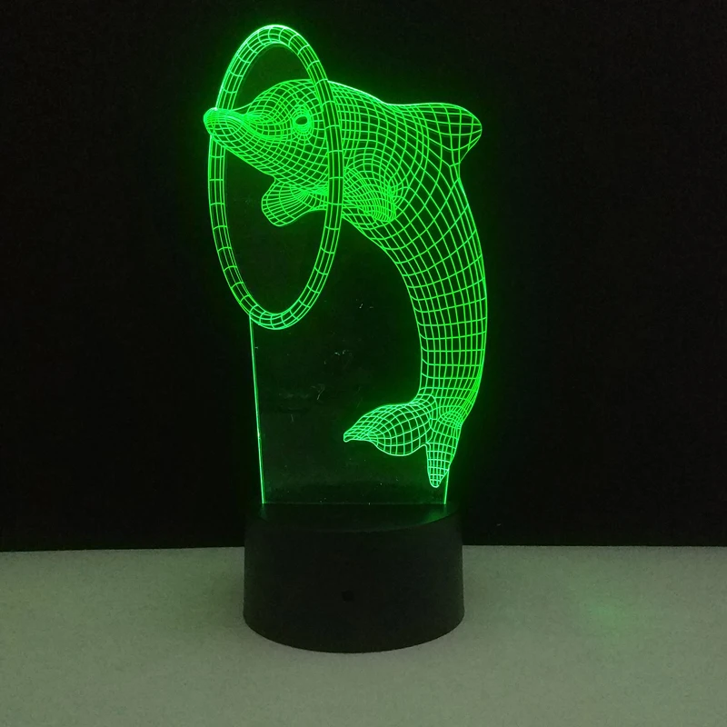 Dolphin Glow in the Dark Toys 3D Illusion 7 Colors Optical Illusion USB Touch Switch Bedroom Art Deco Kid Festival for Man Women