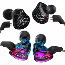 Originais KZ ZST Armadura Balanceada + Híbrido Dual Driver Dinâmico Fones De Ouvido Roxo/blaHIFI Earbuds Baixo Fones de ouvido Com Microfone