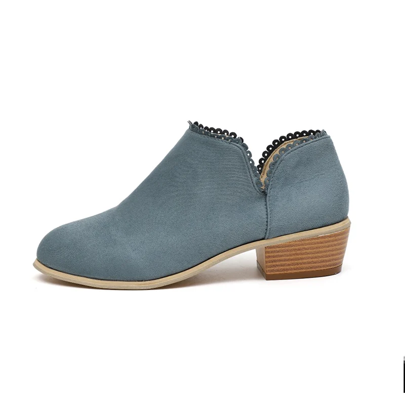 

2018 Autumn Fashion Women Boots Lace Women Martin Boots Casual Flock Women Shoes Low Heel Platform Ankle Boots 018