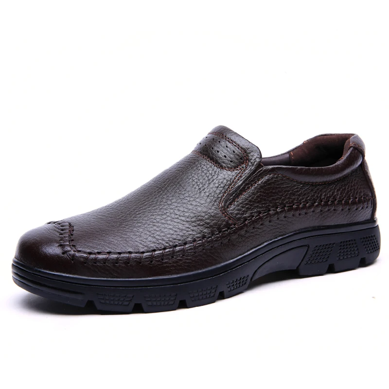 À Zapatos Feitos Preguiçosos Sapatos Em Size Couro Mocassins Deslizamento De brown Natural Condução Hombre Dos Sapatas Casuais Preto Mão Homens Plus TxwnSBWq48