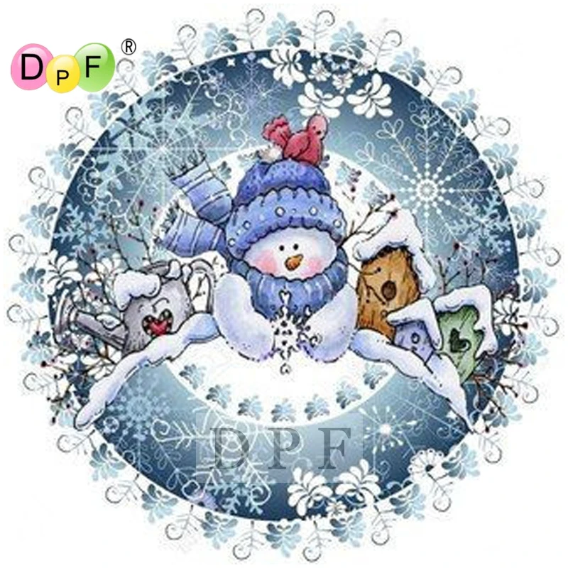 

DPF diamond embroidery Winter snowman diamond painting cross stitch neendlework rhinestone home decor diamond mosaic pattern DIY