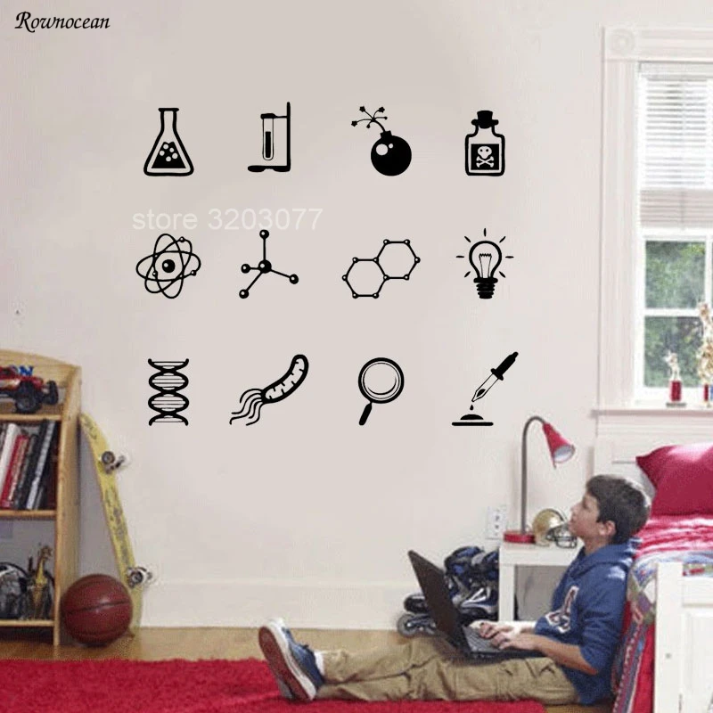 Наклейка на стену с изображением научной лаборатории|children bedroom|wall stickerwall art decals |