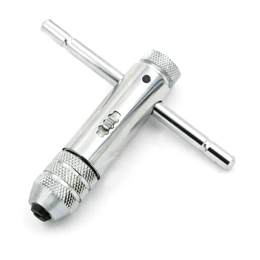 Adjustable Silver M3 M8 T Handle Ratchet Wrench DIY Screw Thread Metric Plug Tap Machinist Tool
