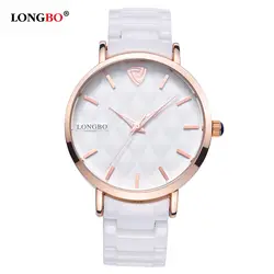 LONGBO 2017 Лидер продаж для женщин часы Роскошные водостойкие керамика кварцевые часы дамы relojes mujer наручные подарки женский 80050