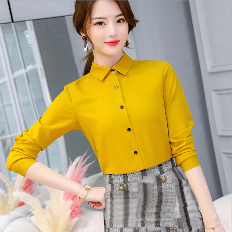 

Female Blusas Spring Autumn Blouse Office Lady Slim Pink Shirts Women Blouses Leisure Long Sleeve Plus Size Tops Casual Shirt