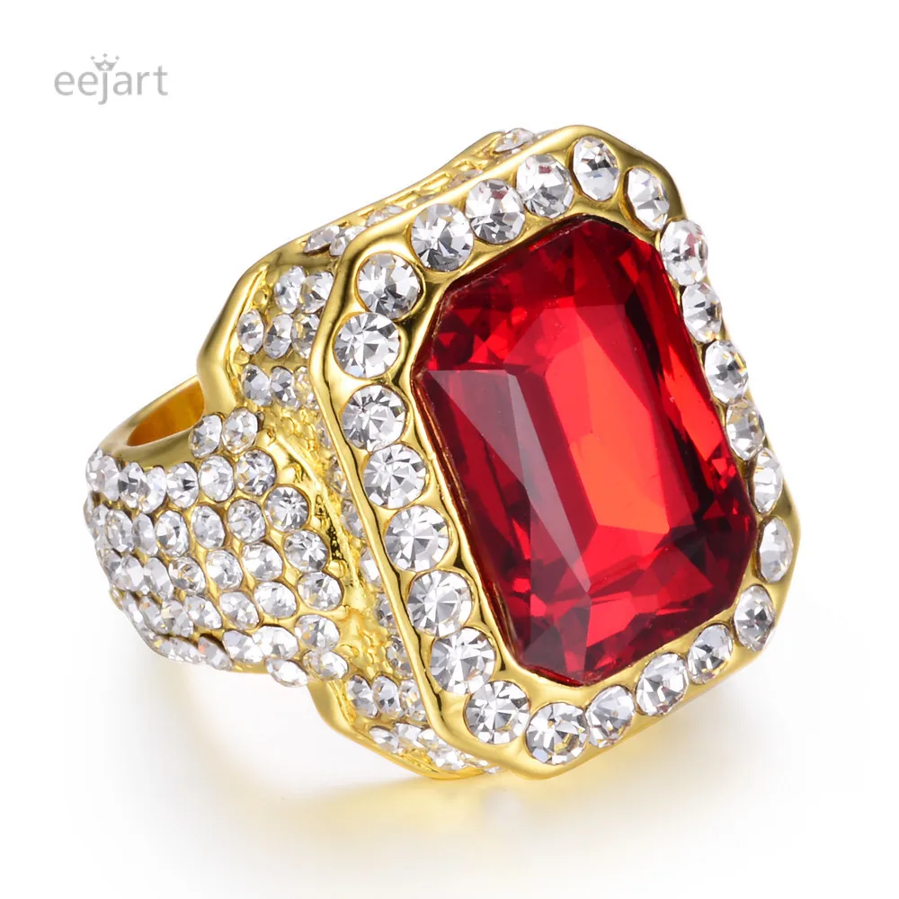 

Rock Rings Gold Silver Plated CZ CRYSTAL Ring