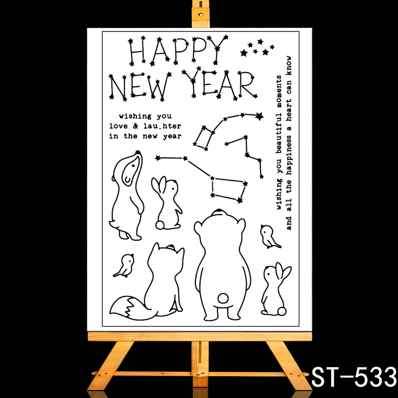 

ZhuoAng HAPPY NEW YEAR Transparent and Clear Stamp DIY Scrapbooking Album Card Making DIY Decoration Making