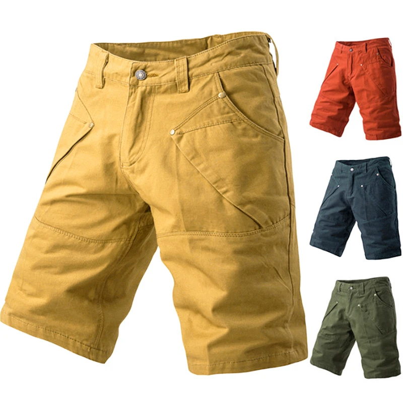 Men's Shorts Fashion Casual Plus Size Candy Color Man Shorts Male Work Combat Half Pants Pocket Slim Fitness Cargo Short Pant
