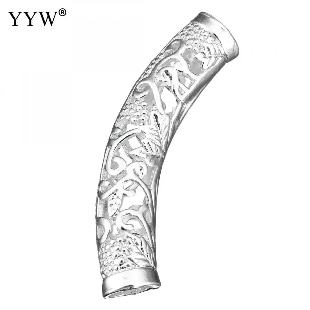 

100pcs/Lot Curve Tube Metal Hollow Beads For Needlework Antique Silver Color Beads For Jewelry Making Bracelet 48x11x8mm