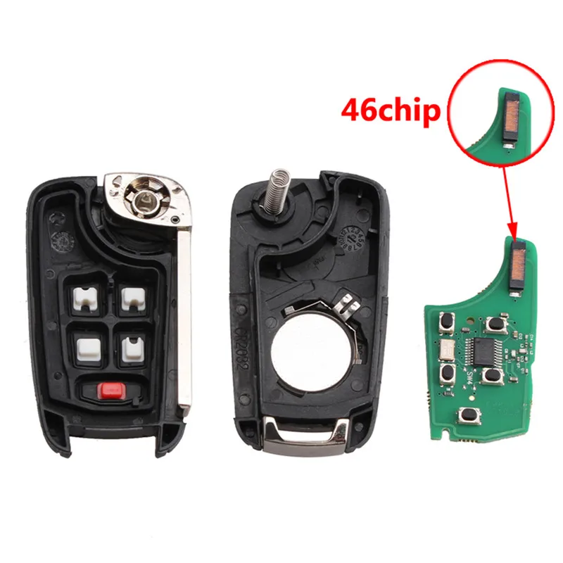

5 Buttons Fit For Chevy OHT01060512 315MHZ Remote Start Flip Key Keyless Uncut Blade HU100 With ID46 Chip Entry Transmitter Fob