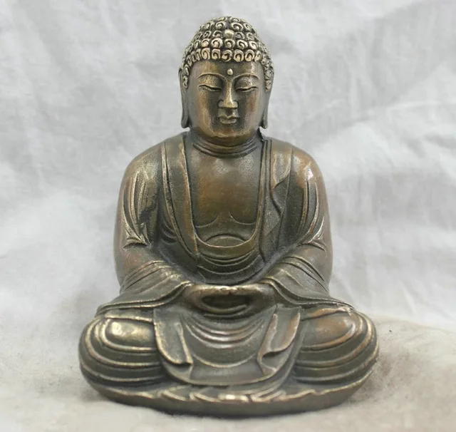Старый античный Тибет Тибетский буддист Vajrapani Бронзовая статуэтка Будды больше стиля(серебряный тибетский Будда - Цвет: Шоколад