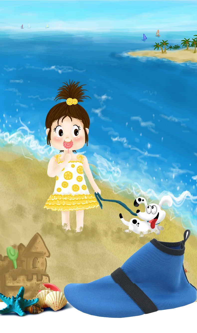 1 (3)Fashion Kid Aqua Shoes 4 Color Beach Stretch Fabric Quick Drying Sandals Light Breathable Anti Slippery Children Shoes