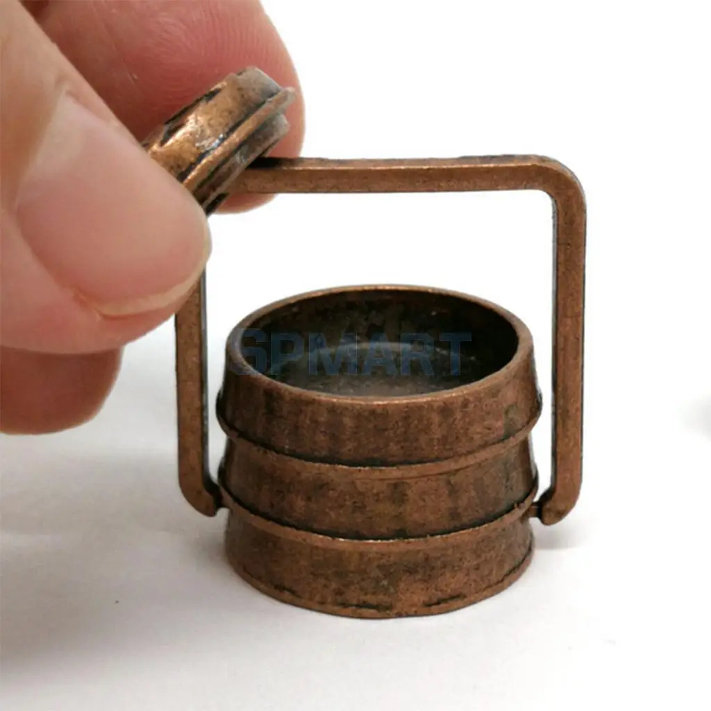 Vintage 1/12 Miniature Copper 3 Layer Lunch Box Kitchen Groceries for Dolls House Decor Accessories
