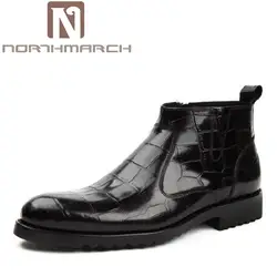 Northmarch бренд осень-зима ретро камень шаблон Мужские ботинки удобные Фирменные Повседневная обувь Пояса из натуральной кожи зимние ботинки
