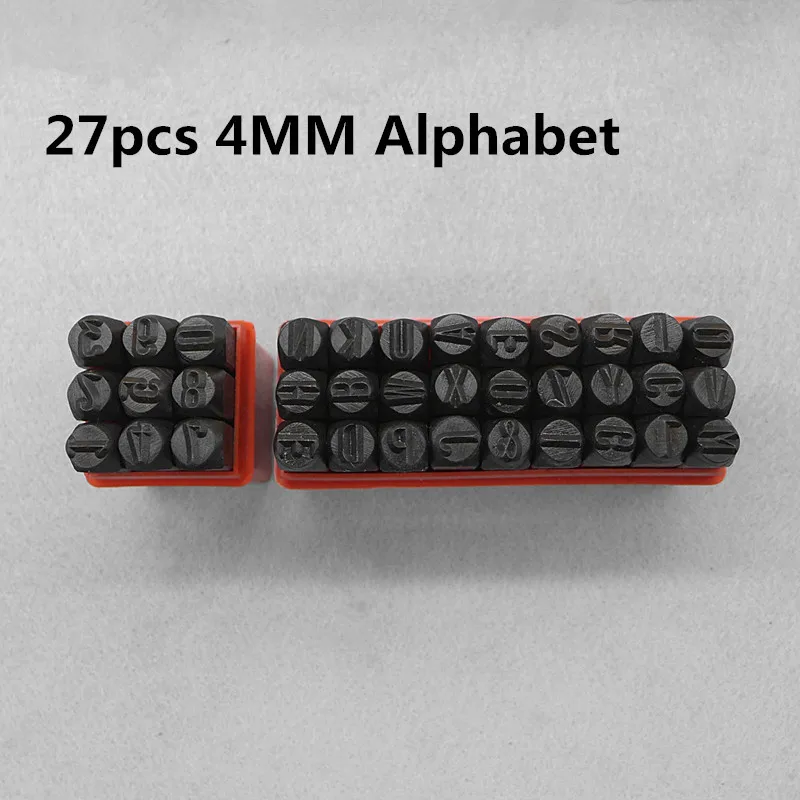 27pcs Alphabet 4mm Leather Working Craft Stamps Alphabet punch Set DIY