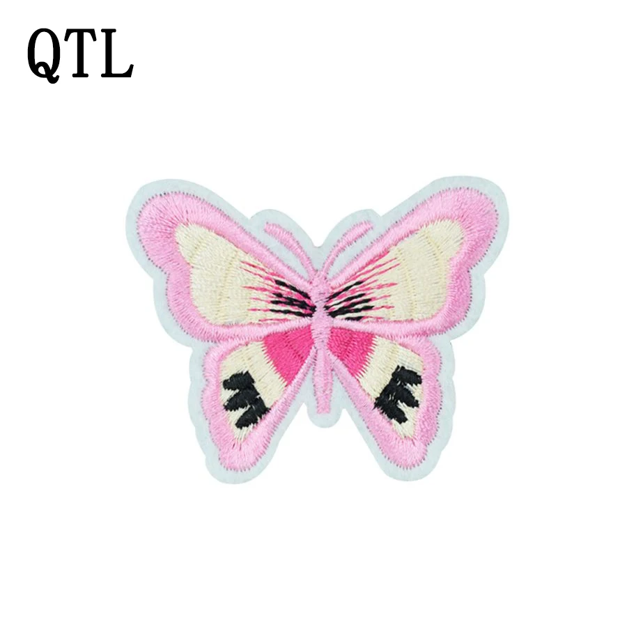 5pcs pink Butterfly patches insect badges for clothing iron embroidered