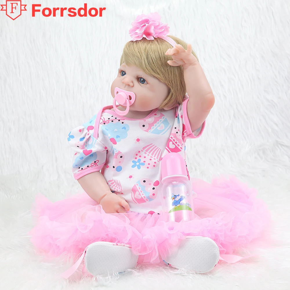 

forrsdor 55cm Hot selling soft silicone DIY dolls bebe reborn corpo de silicone inteiro realista,novelty birthday gifts .