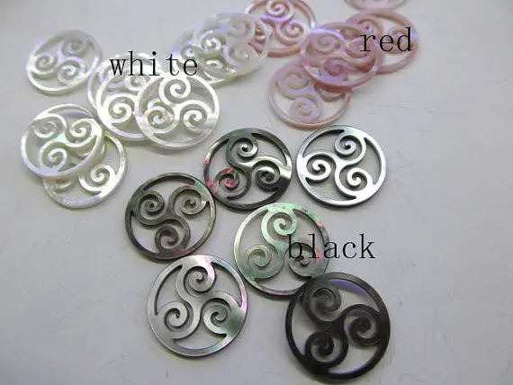 

top quality 12pcs 17-21mm Genuine MOP Shell ,Pearl Shell Pink balck white filigree Carved spacer beads