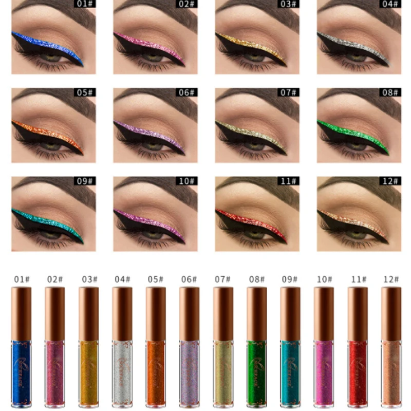 Buy NICEFACE 12 colors Eyeliner Metal color diamond
