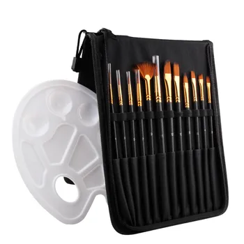 

12 PCS Paint Brushes Set With Canvas Bag Palette Artist Set For School Student Drawing Paint Portable Stationery Supplies