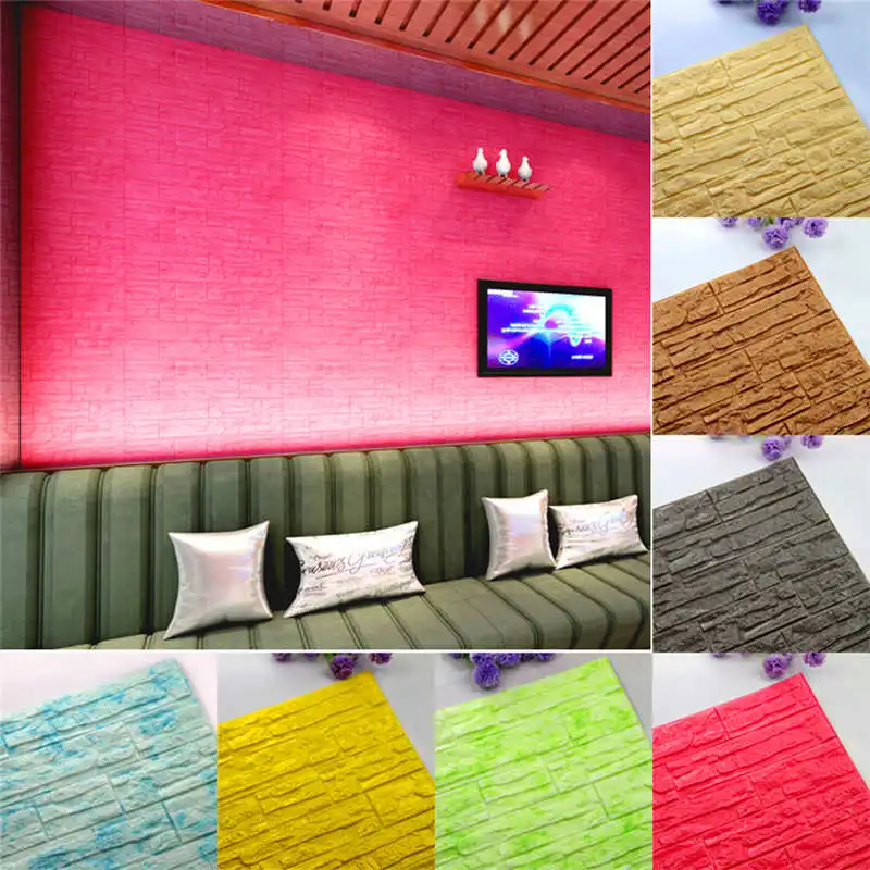 

DIY 3D Brick PE Foam Wallpaper Panels Room Decal Stone Decoration Embossed 3d wall stickers for living room #2o16#f#TCFNFNFN