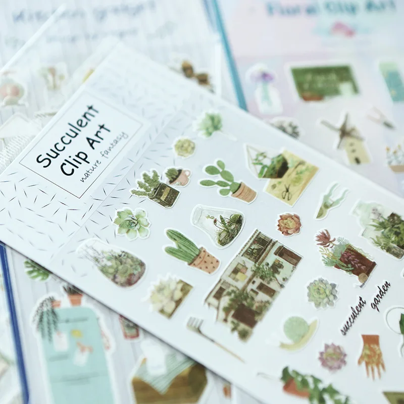

Warm Homeland Succulent Plant Art Stickers Adhesive Stickers DIY Scrapbooking Decoration Stickers