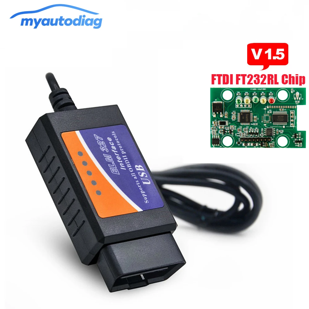 

OBD 2 obd2 Code Reader Scanner ELM327 USB V1.5 OBD2 Car Diagnostic Interface Scanner ELM 327 V 1.5 OBDII Diagnostic Tool ELM-327
