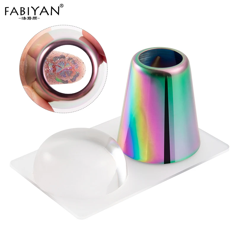 Holographic Transparent Nail Art Stamper Silicone Head With Scraper For Stamping Plate Image Transfer Manicure Printing Tools