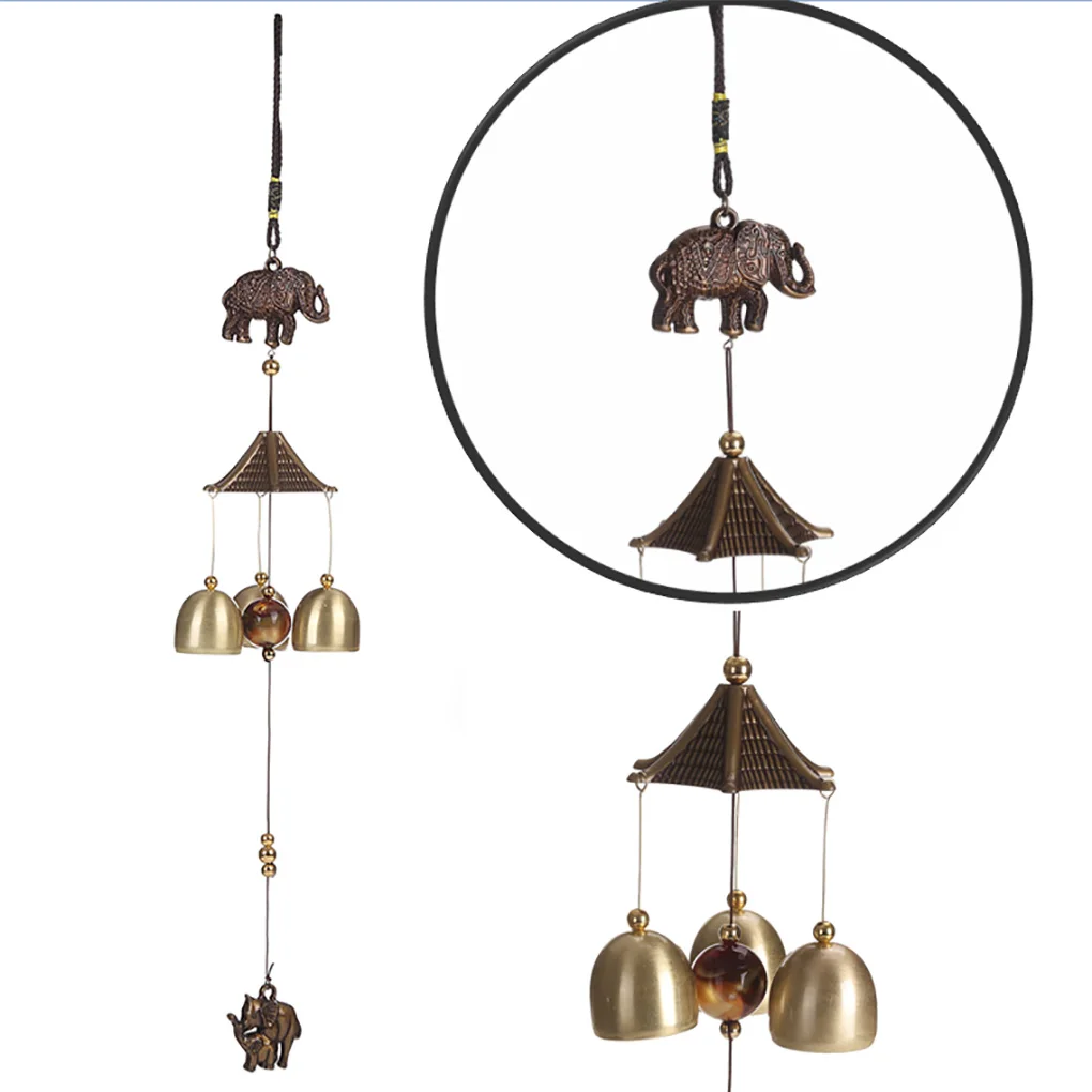 Elephant Wind Chimes Hanging Lucky Copper Wind bell Outdoor Yard Indoor
