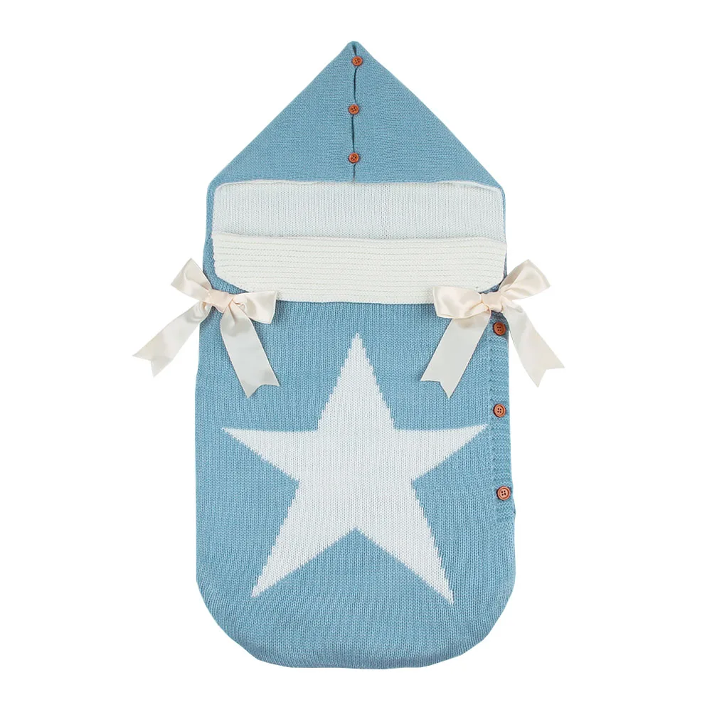 

Five Star Knitted Envelopes for Newborns Baby Swaddle Wrap Blankets Soft Bebes Boys Sleeping Bags Infant Girl Stroller Sleepsack