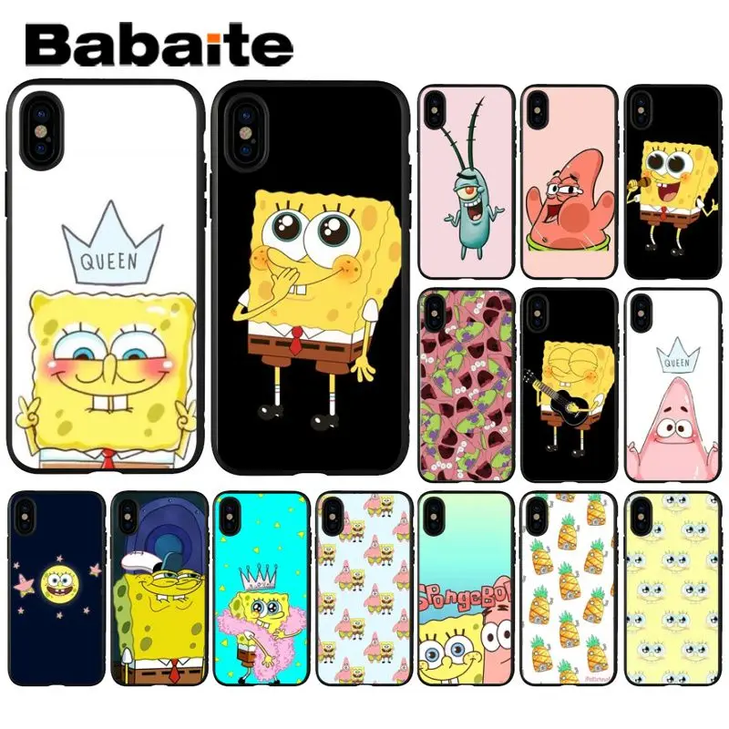

Babaite SpongeBob Coque Shell Phone Case for Apple iPhone 8 7 6 6S Plus X XS MAX 5 5S SE XR Mobile Cover