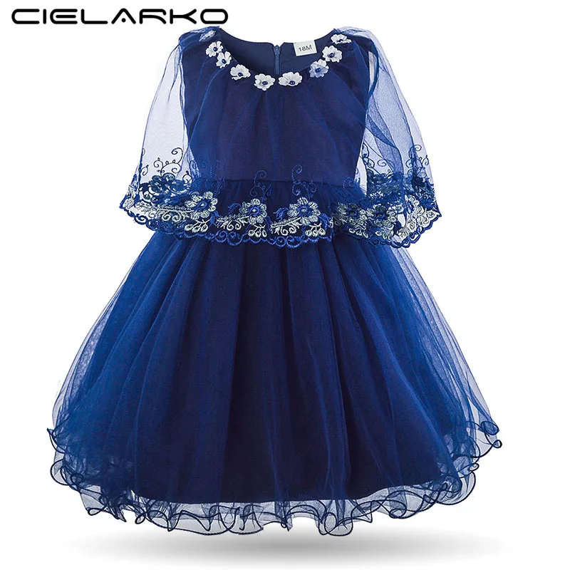 Cielarko/платье для маленьких девочек; торжественное бальное платье принцессы для дня рождения; нарядное платье с цветочным узором для новорожденных; банкетное платье для малышей