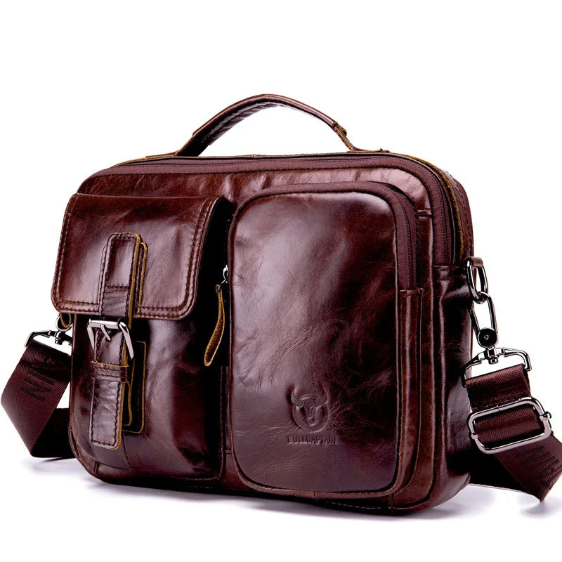 

100% Real Genuine Leather Messenger Bags Men's Briefcase Fashion Crossbody Computer Bag Handbags High Quality Men Laptop Bag