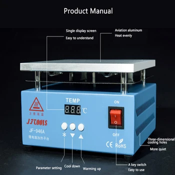

JF-956A Preheating Station LCD Digital Thermostat Platform Heating Platform Screen Repair Special Heating 800W 200x200mm 220V