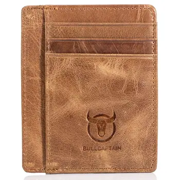 

BULLCAPTAIN Men Wallet Business Card Holder leather pickup package bus card holder Slim leather multi-card-bit 03