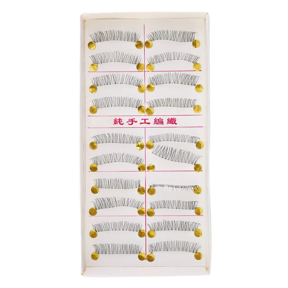 

10 Pairs Handmade Fake False Eyelash Lashes Natural Transparent Stem Black Korean Style