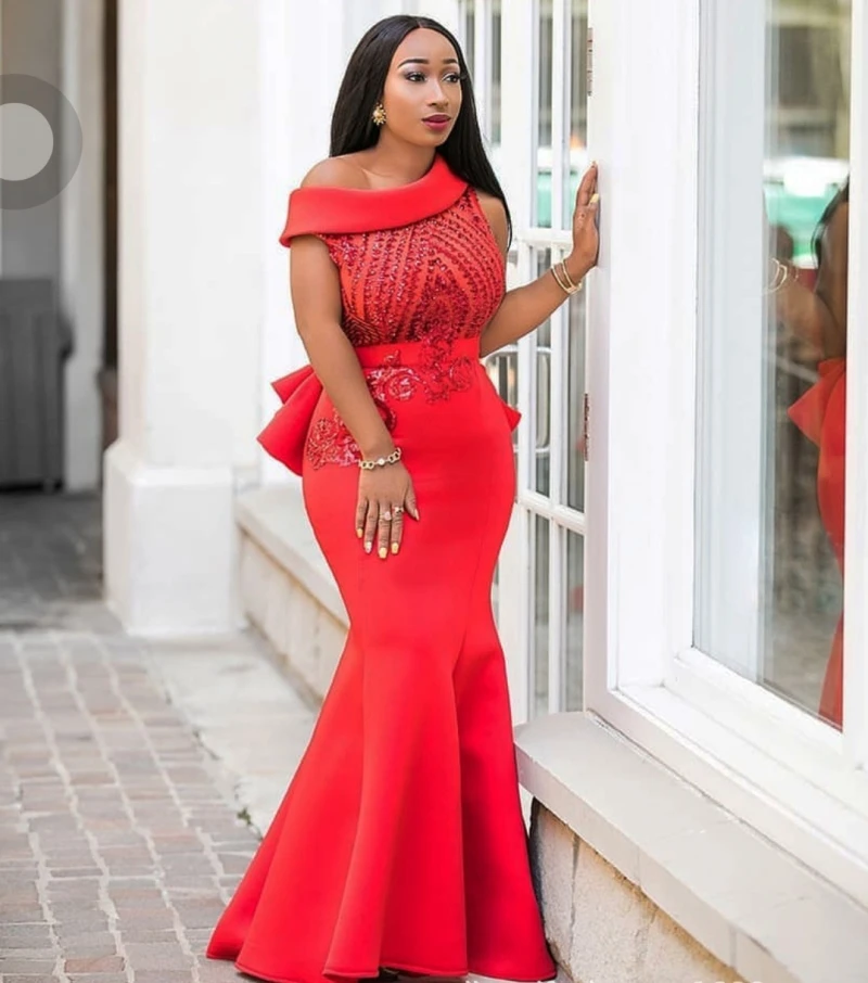 New African Girls Long Evening Dresses 2019 Elegant Mermaid One 