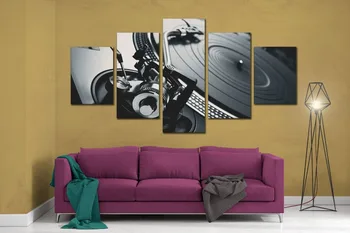 

5 Panels Canvas Prints Musical instruments DJ Night club of mural bar music canvas painting poster home decor wall art