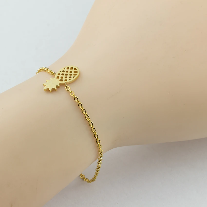 GORGEOUS TALE 2017 New Summer Fruit Jewelry Stainless Steel Gold Chains Tiny Women Pineapple Bracelet Brazaletes Pulseras Mujer|pulseras