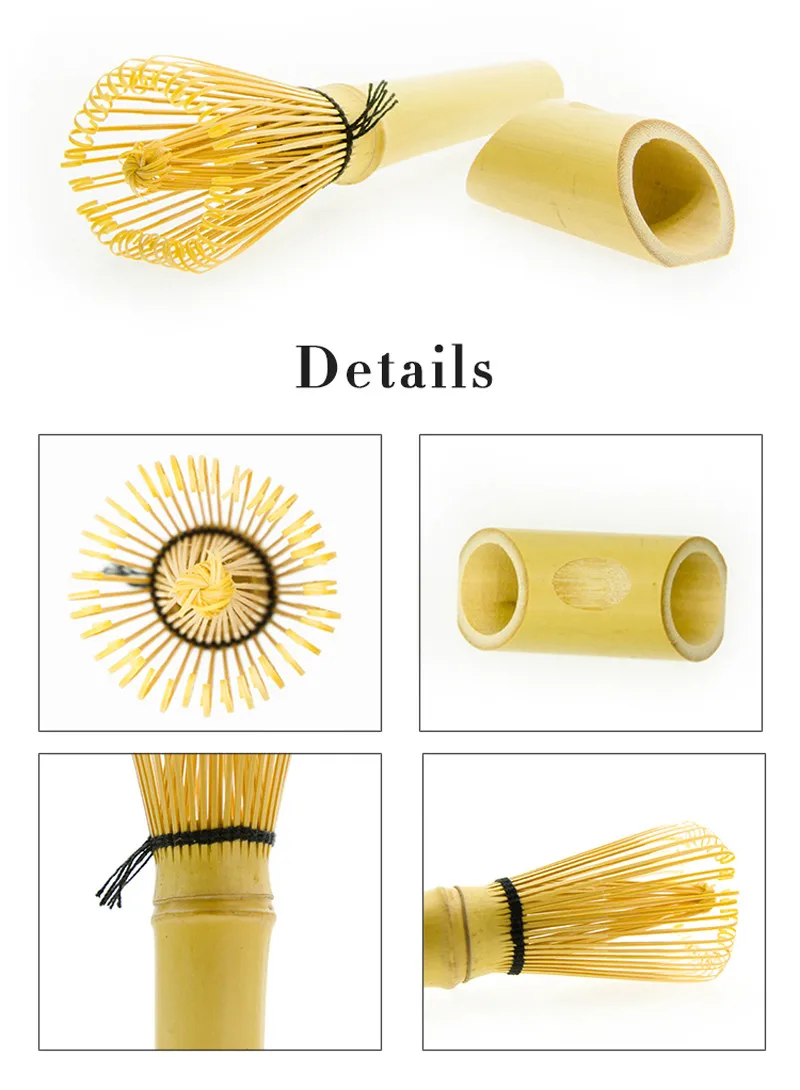 Golden Bamboo Matcha Whisk Practical Long Handle Bamboo Chasen 45 Matcha Powder Whisk Green Tea Chasen Brush Tool & Holder (5)
