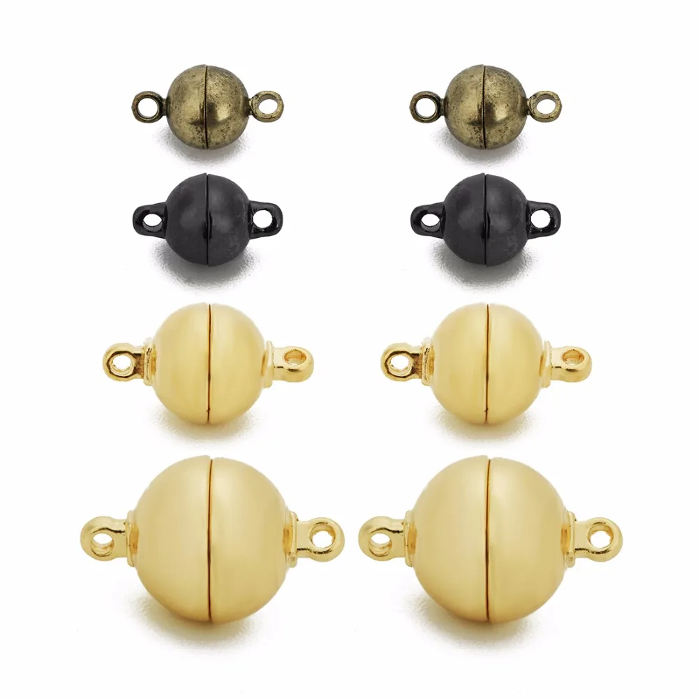 

8/10/12/14mm Gold Color Copper Magnetic Clasps with Hole For Necklace Bracelet Connectors For DIY Jewelry Findings Makings